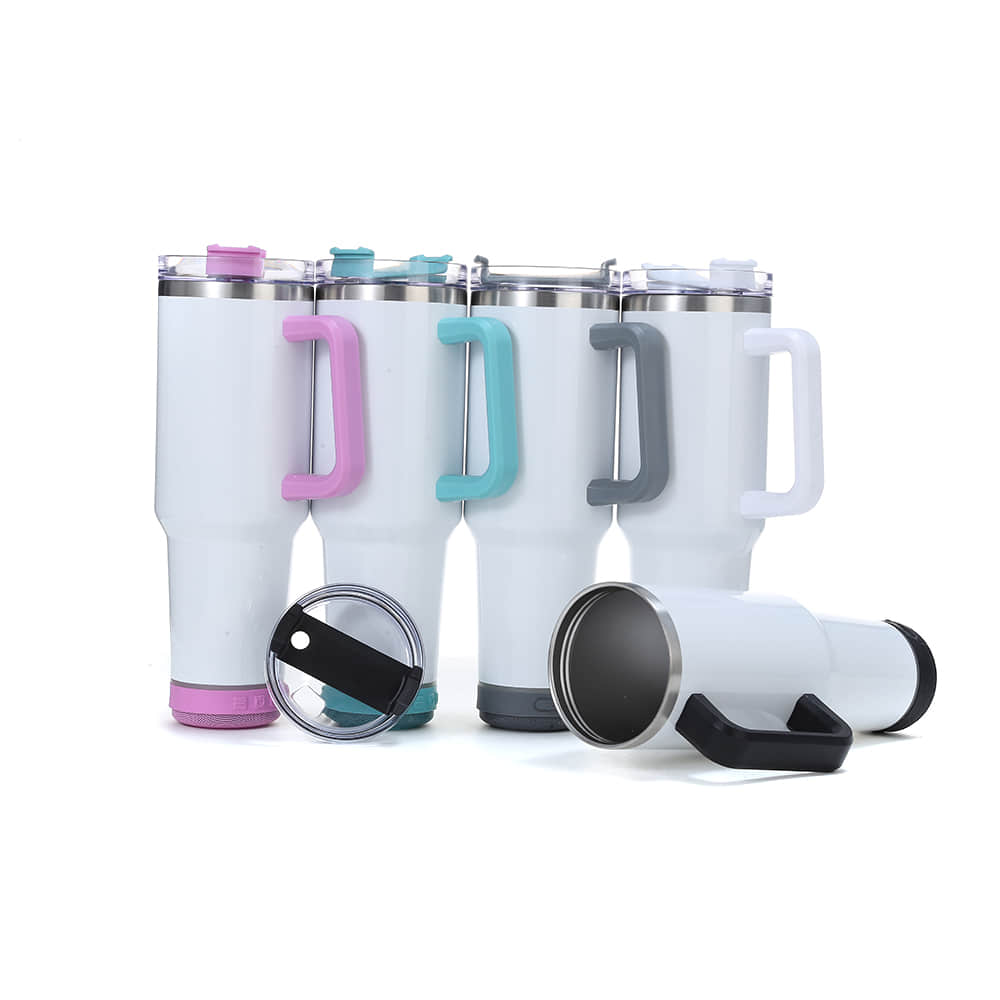 40oz Tumbler with with Handle and Straw and Detachable Bluetooth- Speaker Stainless Steel
