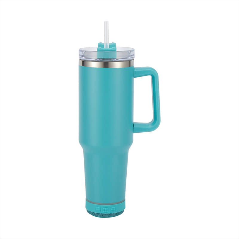 40oz Tumbler with with Handle and Straw and Detachable Bluetooth- Speaker Stainless Steel