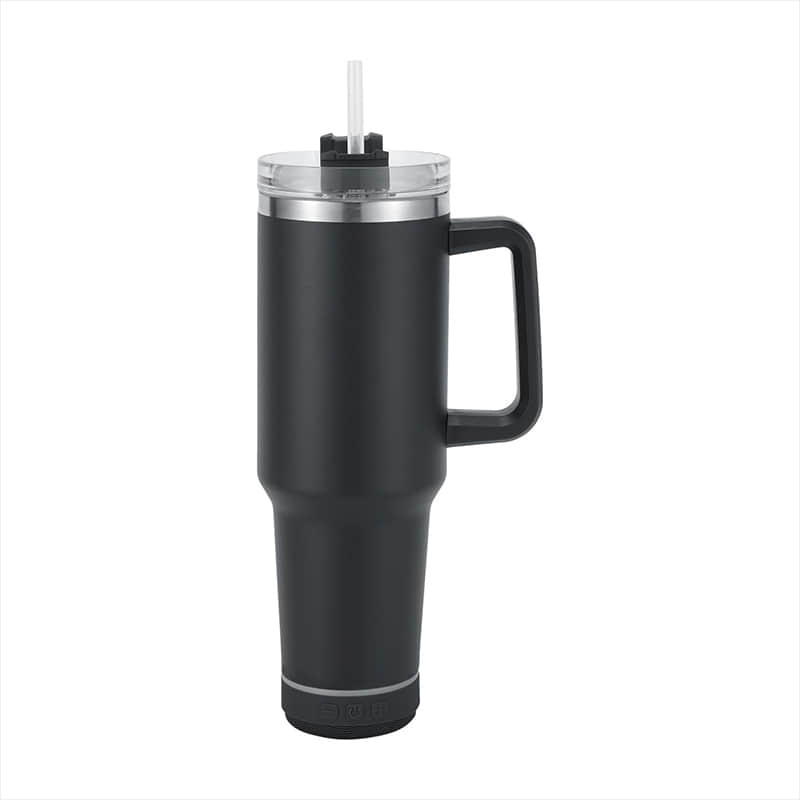 40oz Tumbler with with Handle and Straw and Detachable Bluetooth- Speaker Stainless Steel
