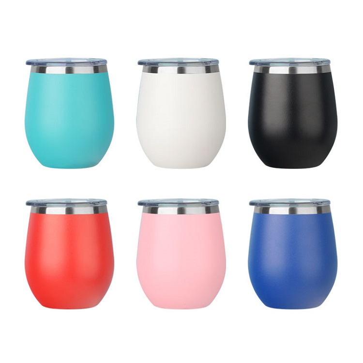 8OZ Vacuum Insulated Stemless Wine Glass with Lid 