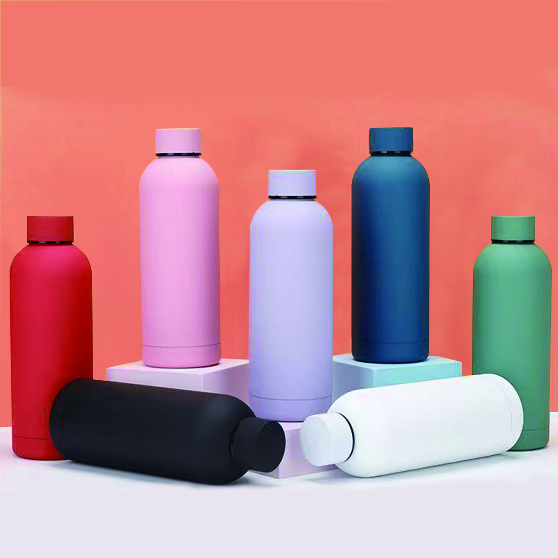 16oz Stainless Steel Double wall Insulated Narrow Mouth Sports Water Bottle