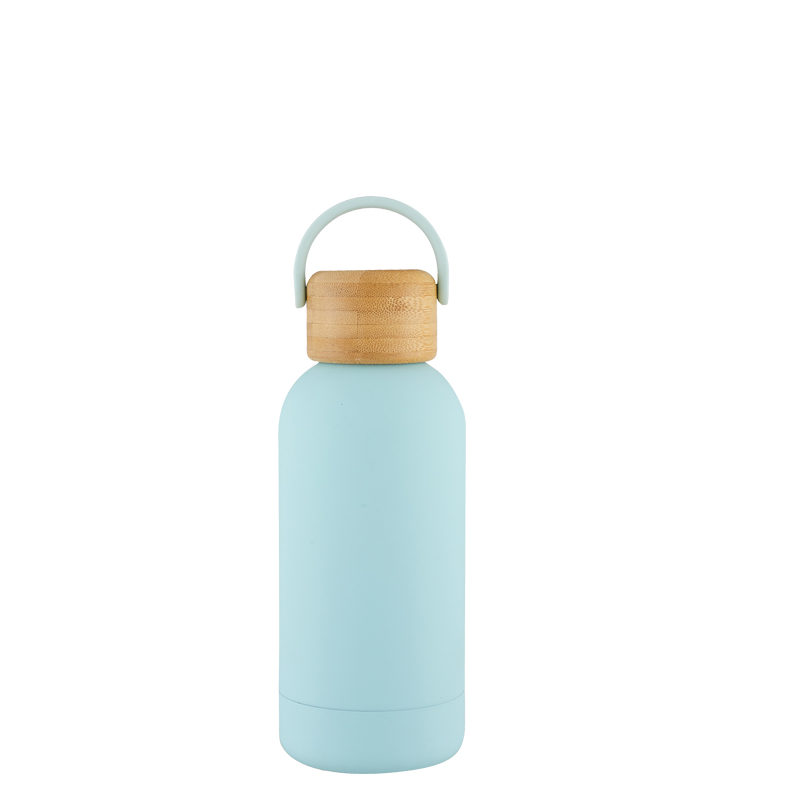 350ml Small Mouth Portable Handle Insulated With Bamboo And Wood Cap Simple Outdoor Cup